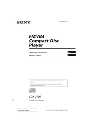 Sony CDX-2100 Operating Instructions Manual