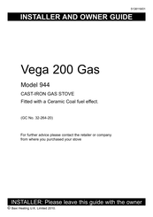 Valor Vega 200 Gas Installer And Owner Manual