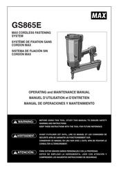 Max GS865E Operating And Maintenance Manual