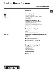 Ariston RSF 82 Instructions For Use Manual