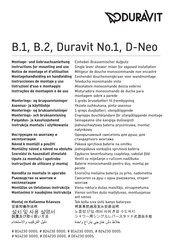 DURAVIT No.1 N14230 0000 Instructions For Mounting And Use
