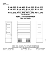 FEDERAL INDUSTRIES RSSL578 Installation & Operation Instructions