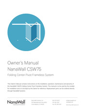 NanaWall CSW75 Owner's Manual