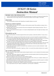 TDK-Lambda CCG30 Series Instruction Manual