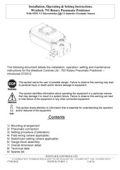 Westlock 793 Installation, Setting, Operation