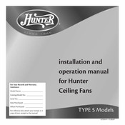 Hunter 59126 Installation And Operation Manual