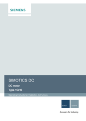 Siemens SIMOTICS DC 1GH6 Operating Instructions Manual