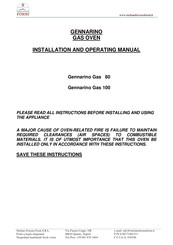 FORNI Gennarino Gas 100 Installation And Operating Manual