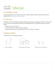 Cisco Meraki Z1 Installation Manual
