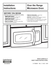 GE RVM5160DHBB Installation Instructions Manual