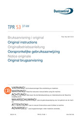 Dustcontrol TPR 43 18.5 kW Original Instructions Manual