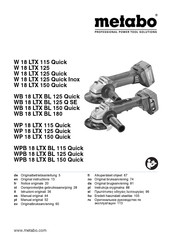 Metabo WB 18 LTX BL 125 Quick Original Instructions Manual