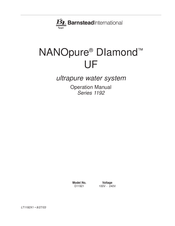 Barnstead International NANOpure DIamond 1192 Series Operation Manual