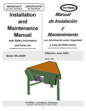 HYTROL 199-LRSSP Installation And Maintenance Manual