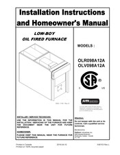 Arcoaire OLV098A12A Installation Instructions And Homeowner's Manual