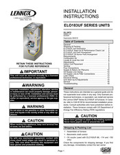 Lennox ELO183UF Series Installation Instructions Manual