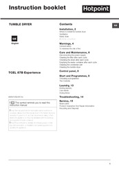 Hotpoint TCEL 87B Experience Instruction Booklet