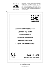 Team Kalorik TKG JK 1009 Manual