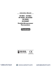 Hanna Instruments Foodcare Lumberg Thermistor HI 9041 Instruction Manual
