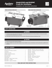 Aprilaire 8145NC Installation And Operating Instructions Manual