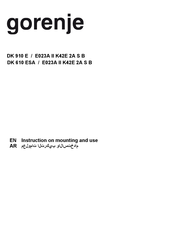 Gorenje DK 910 E Instruction On Mounting And Use Manual
