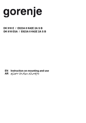 Gorenje E023A II K42E 2A S B Instruction On Mounting And Use Manual
