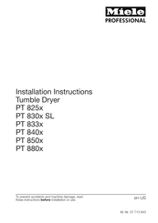 Miele PT 830 SL Series Installation Instructions Manual
