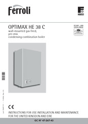 Ferroli OPTIMAX HE 38 C Instructions For Use, Installation And Maintenance