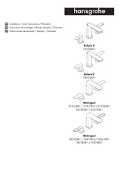 Hans Grohe Rebris S 72530 1 Series Installation And User Instructions Manual