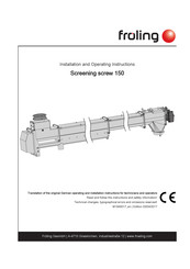 Fröling Screening screw 150 Installation And Operating Instructions Manual
