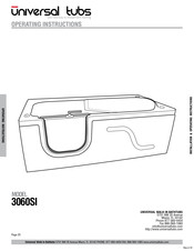 Universal Tubs 3060SI Operating Instructions Manual