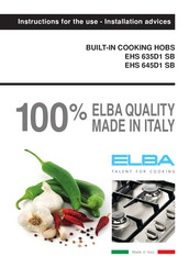 Elba EHS 645D1 SB Instructions For The Use - Installation Advices