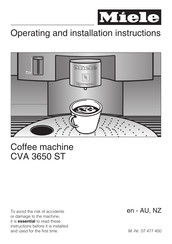 Miele CVA 3650 ST Operating And Installation Instructions