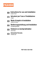 Franke FDF 9156 I XS H100 Instructions For Use And Installation