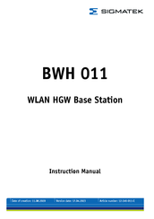 SIGMATEK BWH 011 Instruction Manual