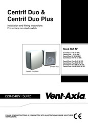 Vent-Axia Centrif Duo Plus T 43 16 14C Installation And Wiring Instructions