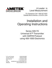 Ametek Universal III 509-7X Series Installation And Operating Instructions Manual