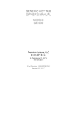 Premium Leisure GE 630 Owner's Manual