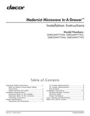 Dacor Modernist Microwave In-A-Drawer DMR30M977WS Installation Instructions Manual