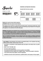 IHP Superior Fireplaces MNF30INV Installation And Operation Instruction Manual