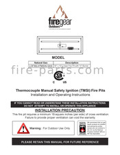 Skytech firegear LOF30LHTMSIN-SAN Installation And Operating Instructions Manual