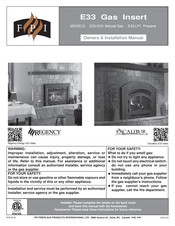Regency Fireplace Products FPI E33 Owners & Installation Manual