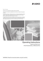 Asko PROFESSIONAL WMC844PG Operating Instructions Manual