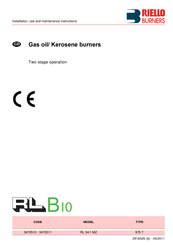 Riello Burners 3470510 Installation, Use And Maintenance Instructions