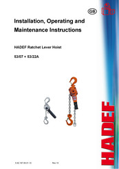 HADEF 53/22A Installation, Operating And Maintenance Instruction