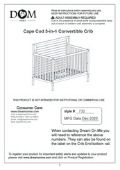 DOM FAMILY Cape Cod 5-in-1 Convertible Crib 732 Instructions Manual