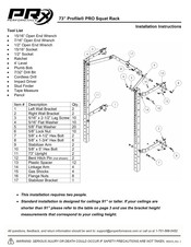 Prx Performance Profile PRO Installation Instructions Manual