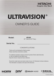 Hitachi ULTRAVISION 65L60 Owner's Manual