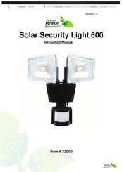 Nature Power Solar Security Light 600 Instruction Manual