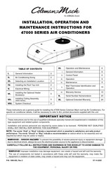 Airxcel Coleman-mach 47000 Series Installation, Operation And Maintenance Instructions